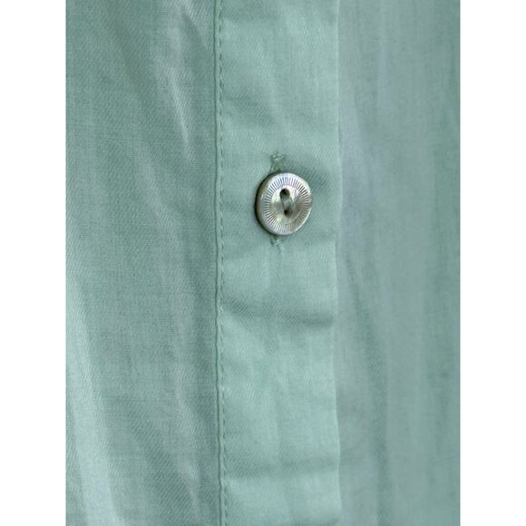 EILEEN FISHER light green 100% organic cotton long sleeve button down shirt top - Picture 5 of 7